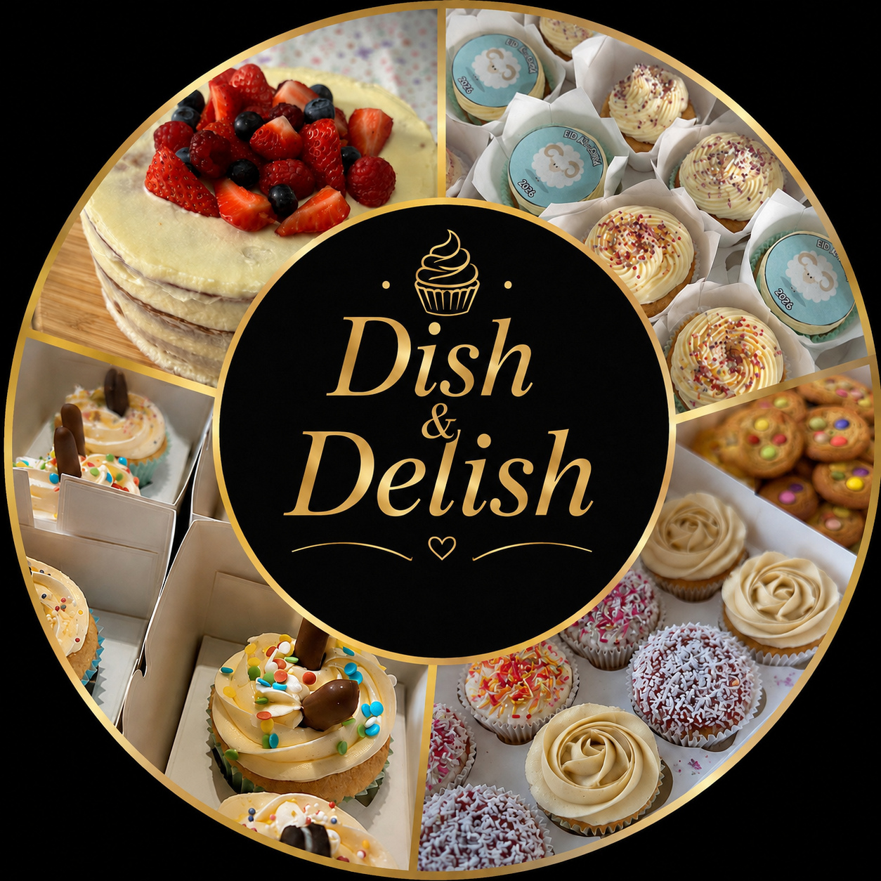 A selection of Dish & Delish cakes, cupcakes and cookies